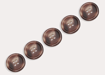 Фото ткани Пуговица круглая пластиковая, цвет - коричневый