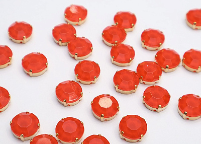 Фото ткани Стразы, цвет - красный и золотой