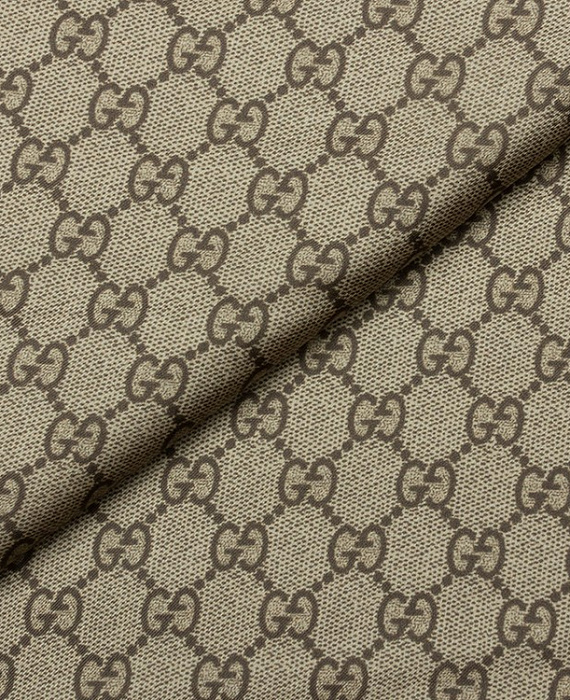 Натуральный шелк с рисунком тип Gucci, цвет - бежево-коричневый. Изображение 1