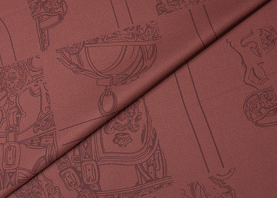 Фото ткани Жаккардовый шелк с рисунком тип Hermes, цвет - терракотовый