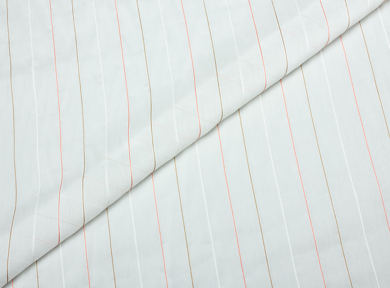 Фото ткани Батист, цвет - белый, молочный, полоска