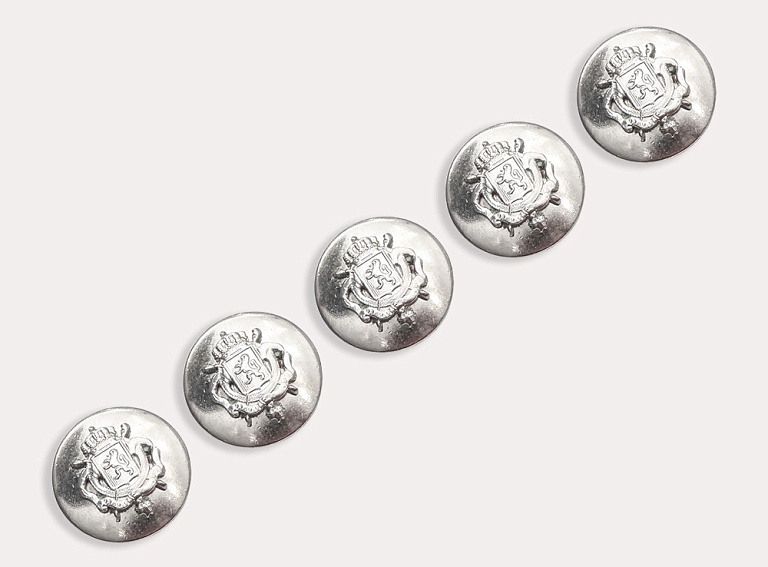 Фото ткани Пуговица круглая с гербом (металл), цвет - металлик