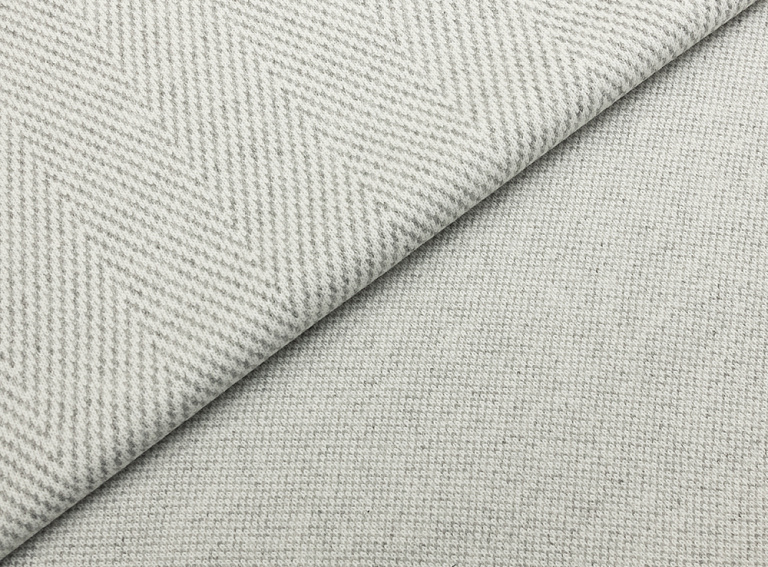 Фото ткани Трикотаж кашемир в елочку (дабл), цвет - серый и молочный