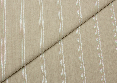 Фото ткани Шерстяная ткань, цвет - бежевый, серебро, полоска