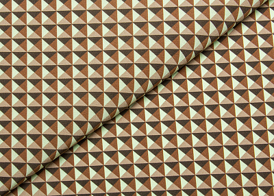 Фото ткани Натуральный шелк, цвет - салатовый, коричневый, рисунок