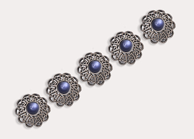 Фото ткани Пуговица, цвет - синий и серебро