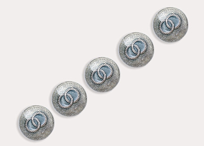 Фото ткани Пуговица круглая тип Chanel, цвет - серо-голубой