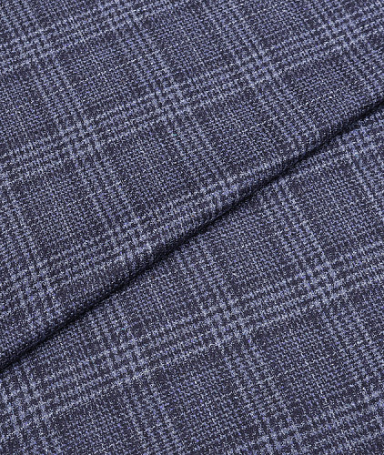 Шерстяная ткань в клетку тип Loro Piana, цвет - синий. Изображение 1