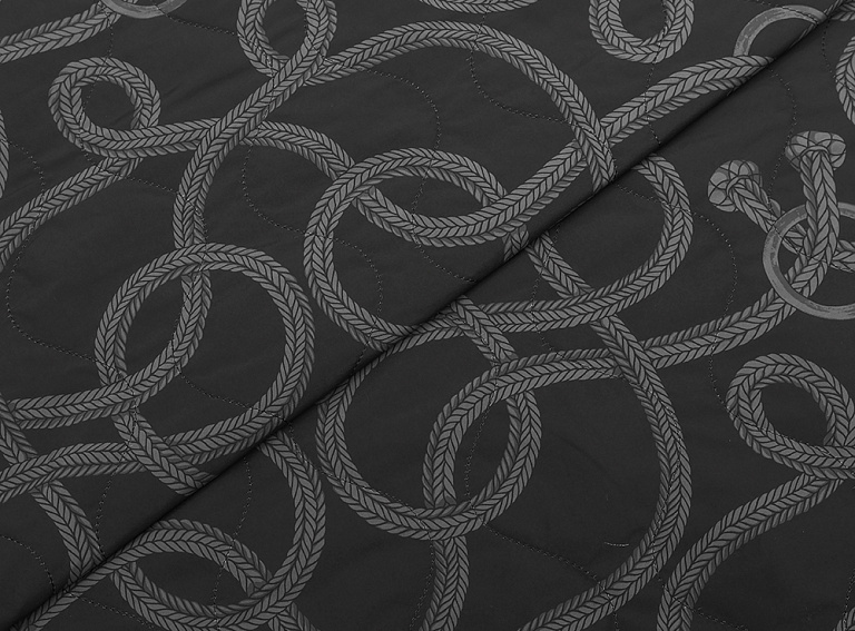 Фото ткани Курточная стежка тип Hermes с рисунком, цвет - черный