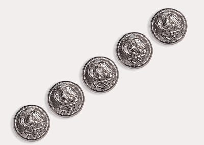 Фото ткани Пуговица круглая (металл), цвет - серебро