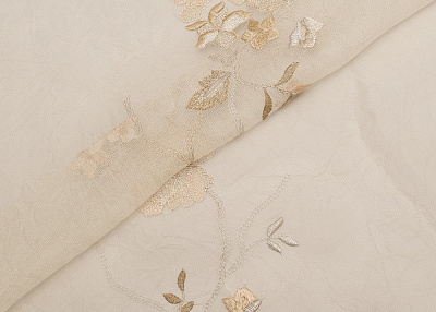 Фото ткани Сетка с вышивкой, цвет - слоновая кость