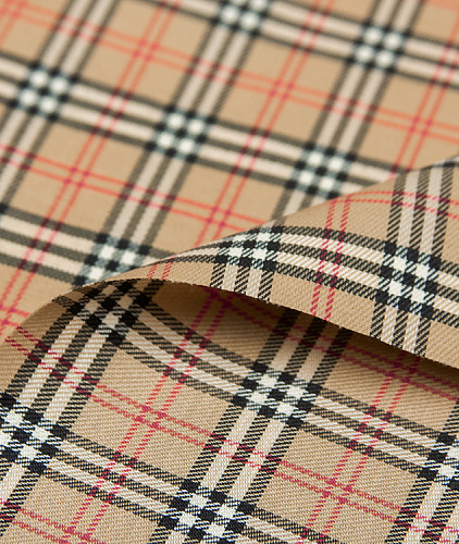 Плащевая ткань тип Burberry, цвет - бежевый, красный, черный, клетка. Изображение 3