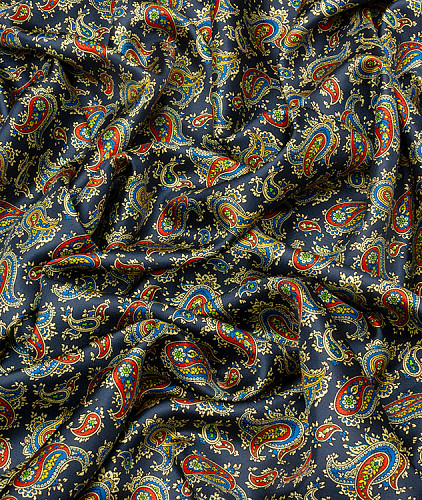 Твиловый шелк тип Etro (купон), цвет - синий, пейсли. Изображение 3