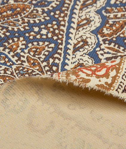 Вельвет тип Etro, цвет - бежевый, синий, коричневый, голубой, кирпичный, пейсли. Изображение 3