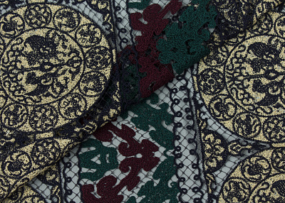 Фото ткани Вышивка на сетке тип Valentino, цвет - черный