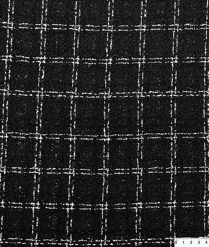Хлопковый твид тип Chanel с блеском, цвет - белый, черный, клетка. Изображение 5