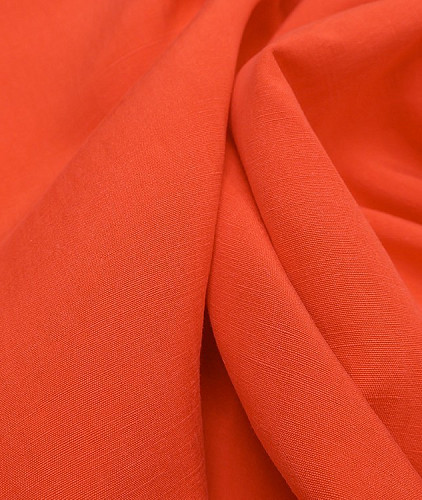 Льняная ткань с шелком тип Loro Piana, цвет - лососевый. Изображение 4