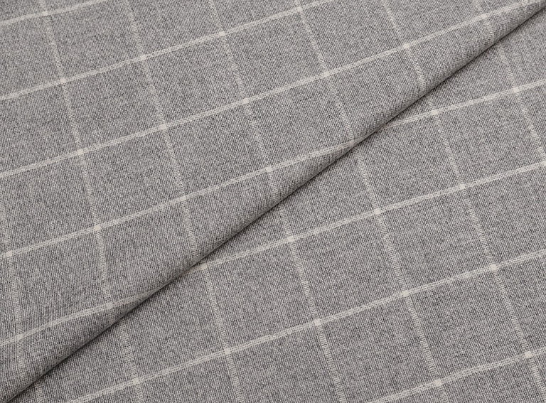 Фото ткани Шерстяная ткань с люрексом в клетку, цвет - серый