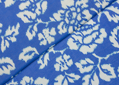 Фото ткани Батист тип Valentino, цвет - синий, белый, цветы