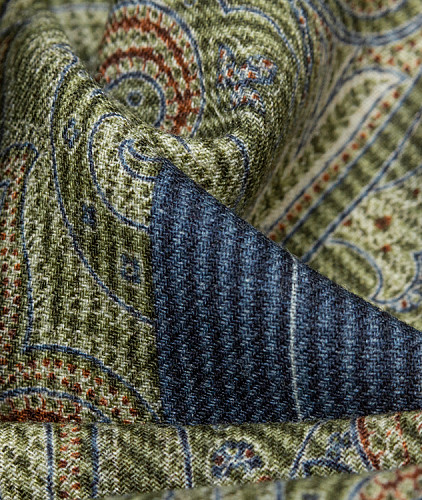 Кашемировая ткань тип Etro с рисунком, цвет - зеленый и пейсли. Изображение 4