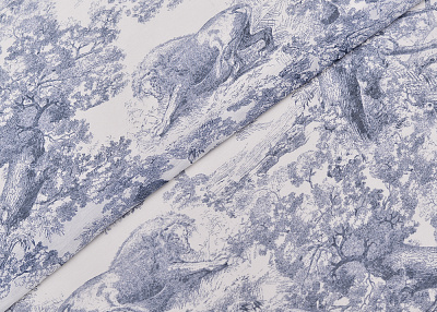 Фото ткани Хлопковый батист тип Dior с принтом Туаль-де-Жуи, цвет - синий, белый