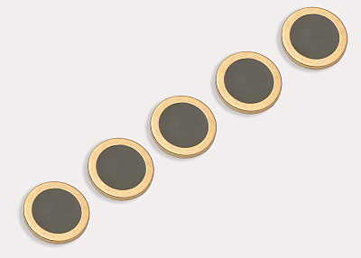 Фото ткани Пуговица круглая, цвет - зеленый и золотой