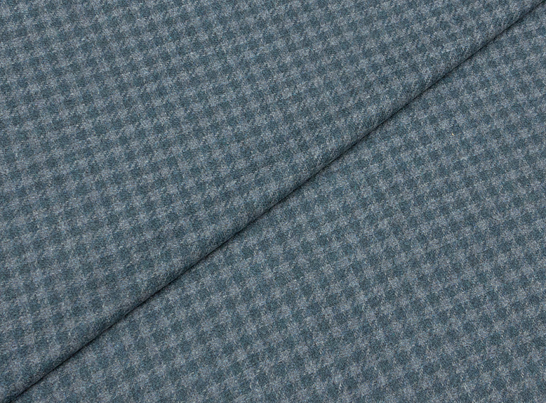 Фото ткани Кашемировая ткань тип Loro Piana с рисунком, цвет - бирюзовый и клетка