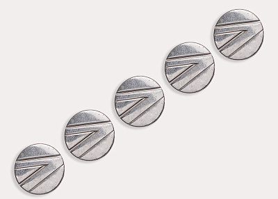 Фото ткани Пуговица круглая (металл), цвет - серебро