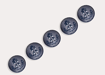 Фото ткани Пуговица круглая с якорем, цвет - синий