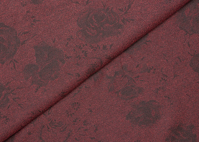 Фото ткани Хлопковая ткань, цвет - черный, бордовый, цветы