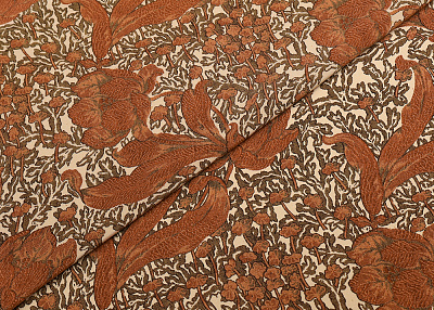 Фото ткани Натуральный шелк с рисунком, цвет - коричневый