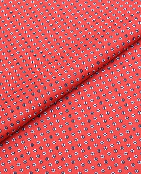 Хлопковая ткань тип Ermenegildo Zegna в горох, цвет - красный. Изображение 1