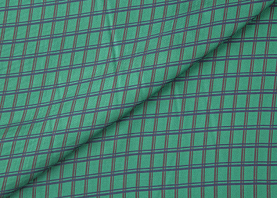 Фото ткани Натуральный шелк, цвет - изумрудный, зеленый, бордовый, темно-синий, клетка