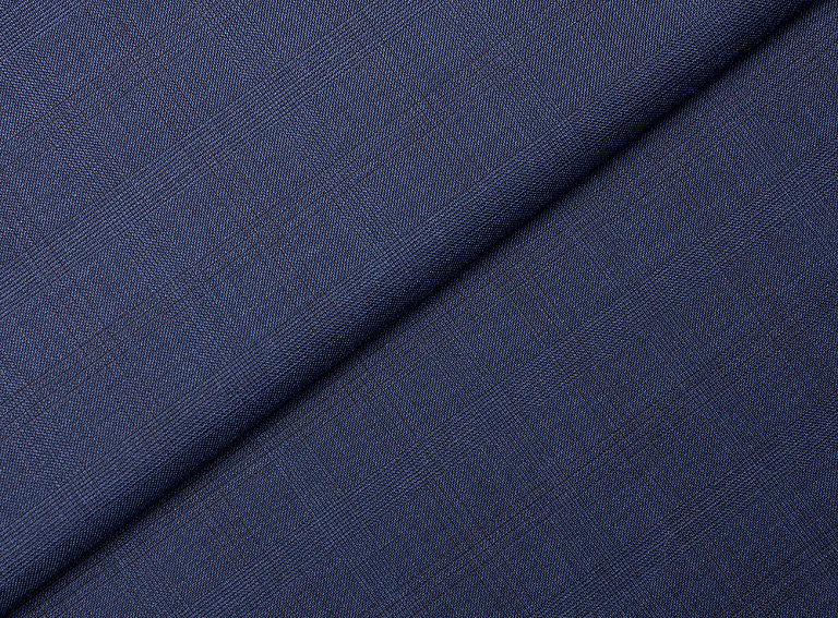 Фото ткани Шерстяная ткань тип Ermenegildo Zegna, цвет - синий, темно-синий, клетка