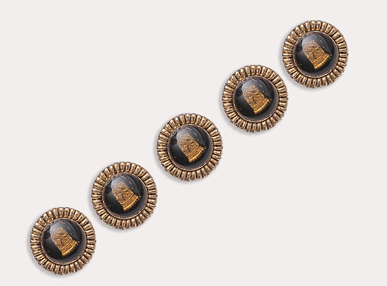 Фото ткани Пуговица металлическая с гербом, цвет - золотой, черный