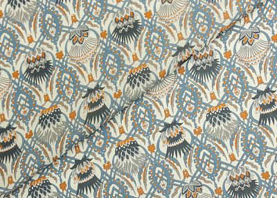 Фото ткани Натуральный шелк (пончо) тип Loro Piana (купон), цвет - голубой, молочный