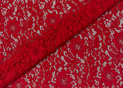 Фото ткани Однотонное  кружево, цвет - красный