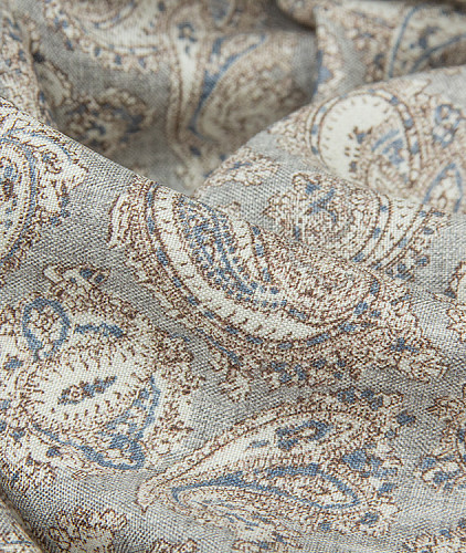 Шерстяная ткань тип Etro с рисунком, цвет - серый и пейсли. Изображение 4