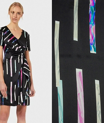 Натуральный шелк тип Armani, цвет - черный, бирюзовый, розовый. Изображение 2
