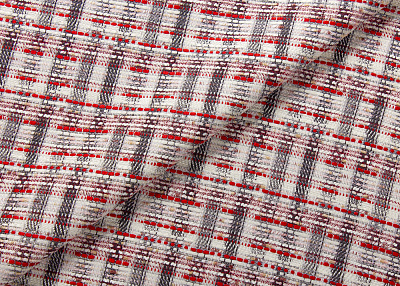 Фото ткани Ткань тип Chanel, цвет - красный, белый, черный