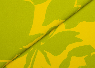 Фото ткани Шерстяная ткань, цвет - желтый, зеленый, цветы