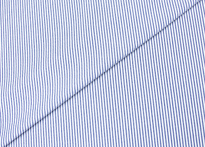 Фото ткани Хлопок сирсакер, цвет - темно-синий и полоска