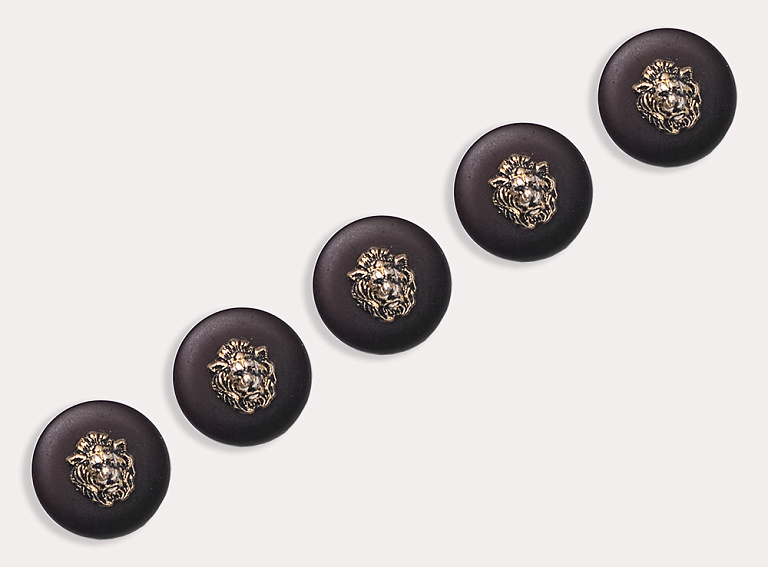Фото ткани Пуговица круглая, цвет - черный и золотой