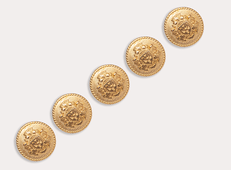 Фото ткани Пуговица круглая с гербом (металл), цвет - золотой