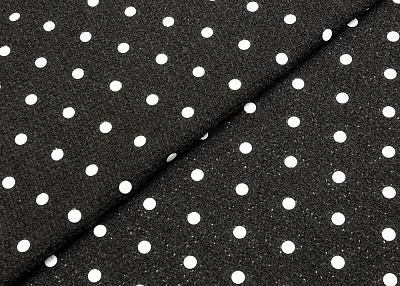 Фото ткани Шерстяной твид тип Chanel в горох, цвет - черный