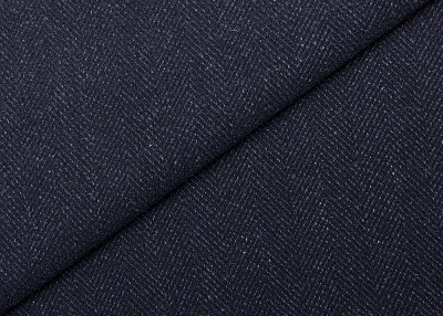 Фото ткани Кашемировая ткань, цвет - синий, темно-синий, елочка