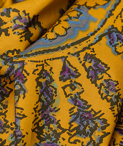 Хлопковая ткань тип Etro, цвет - фиолетовый, голубой, сиреневый, горчица, пейсли. Изображение 5