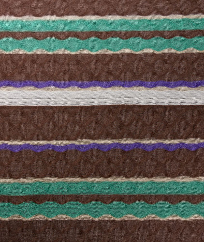 Вискоза тип Missoni, цвет - фиолетовый, коричневый, зеленый, полоска. Изображение 2