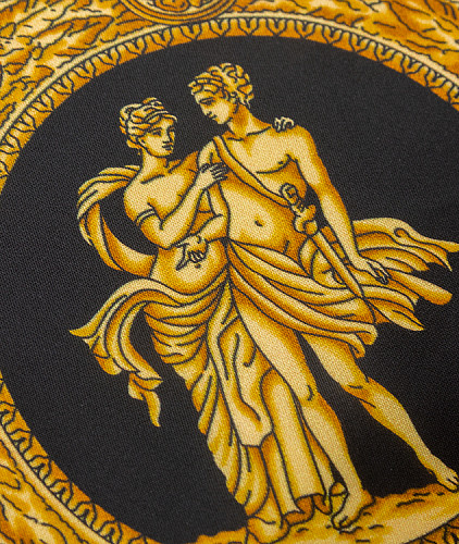 Вискоза тип Versace с рисунком (купон), цвет - желтый и черный. Изображение 4