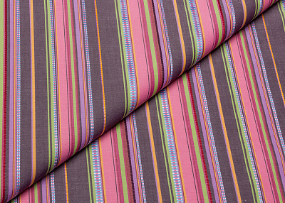 Фото ткани Хлопковая ткань, цвет - розовый, коричневый, зеленый, голубой, оранжевый, полоска